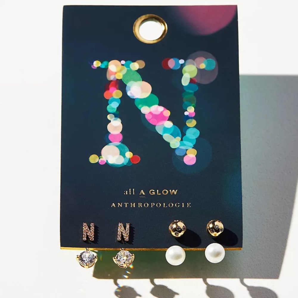 🆕 Anthropologie ‘N’ Monogram Front-Back Initial Statement Earrings